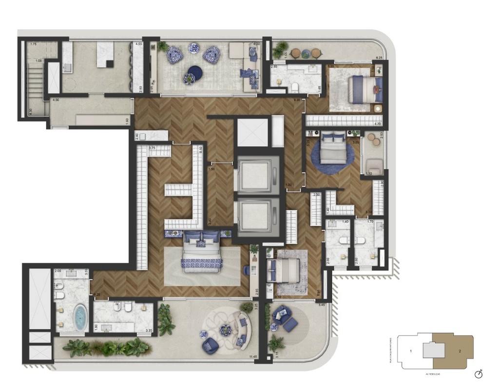 Apartamento de luxo no Condomínio Capri Lifestyle em Pinheiros-SP: 4 quartos, 4 suítes, 5 banheiros, 3 vagas, 246,80 m².