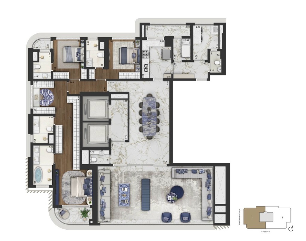 Apartamento de luxo no Condomínio Capri Lifestyle em Pinheiros-SP: 4 quartos, 4 suítes, 5 banheiros, 3 vagas, 246,80 m².