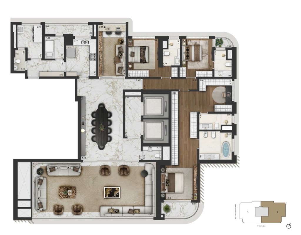Apartamento de luxo no Condomínio Capri Lifestyle em Pinheiros-SP: 4 quartos, 4 suítes, 5 banheiros, 3 vagas, 246,80 m².