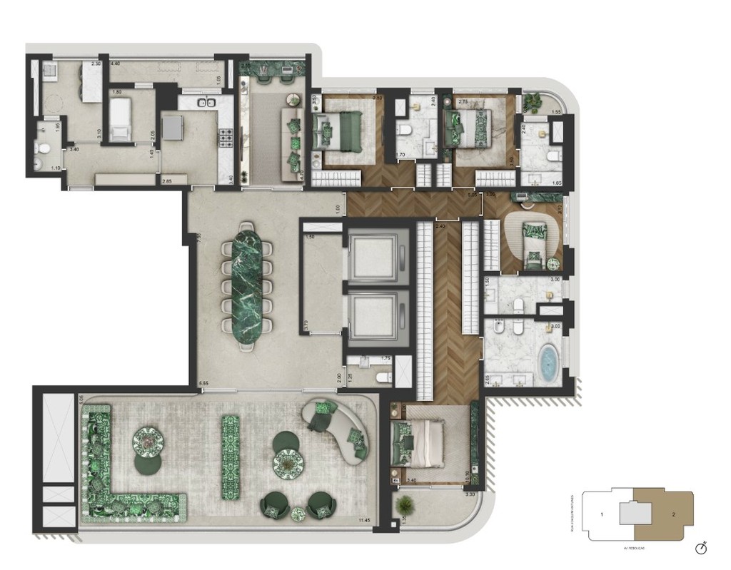 Apartamento de luxo no Condomínio Capri Lifestyle em Pinheiros-SP: 4 quartos, 4 suítes, 5 banheiros, 3 vagas, 246,80 m².