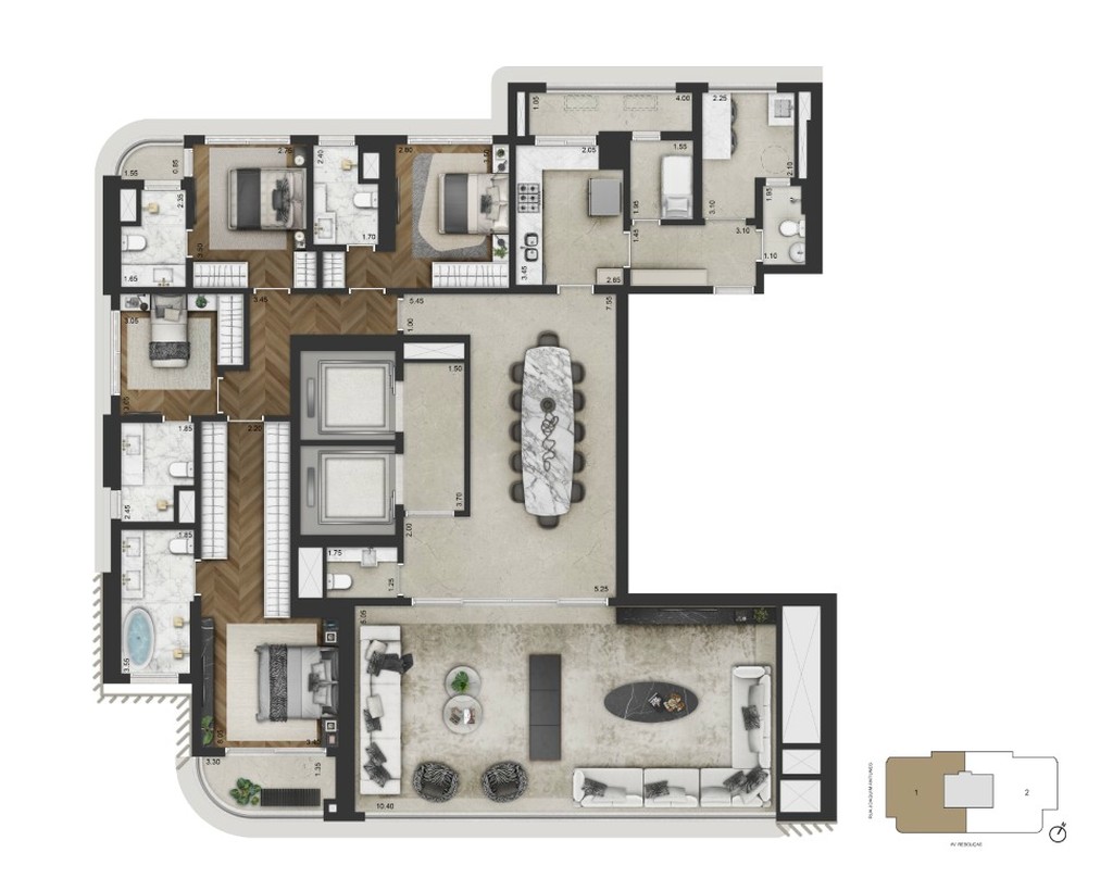 Apartamento de luxo no Condomínio Capri Lifestyle em Pinheiros-SP: 4 quartos, 4 suítes, 5 banheiros, 3 vagas, 246,80 m².