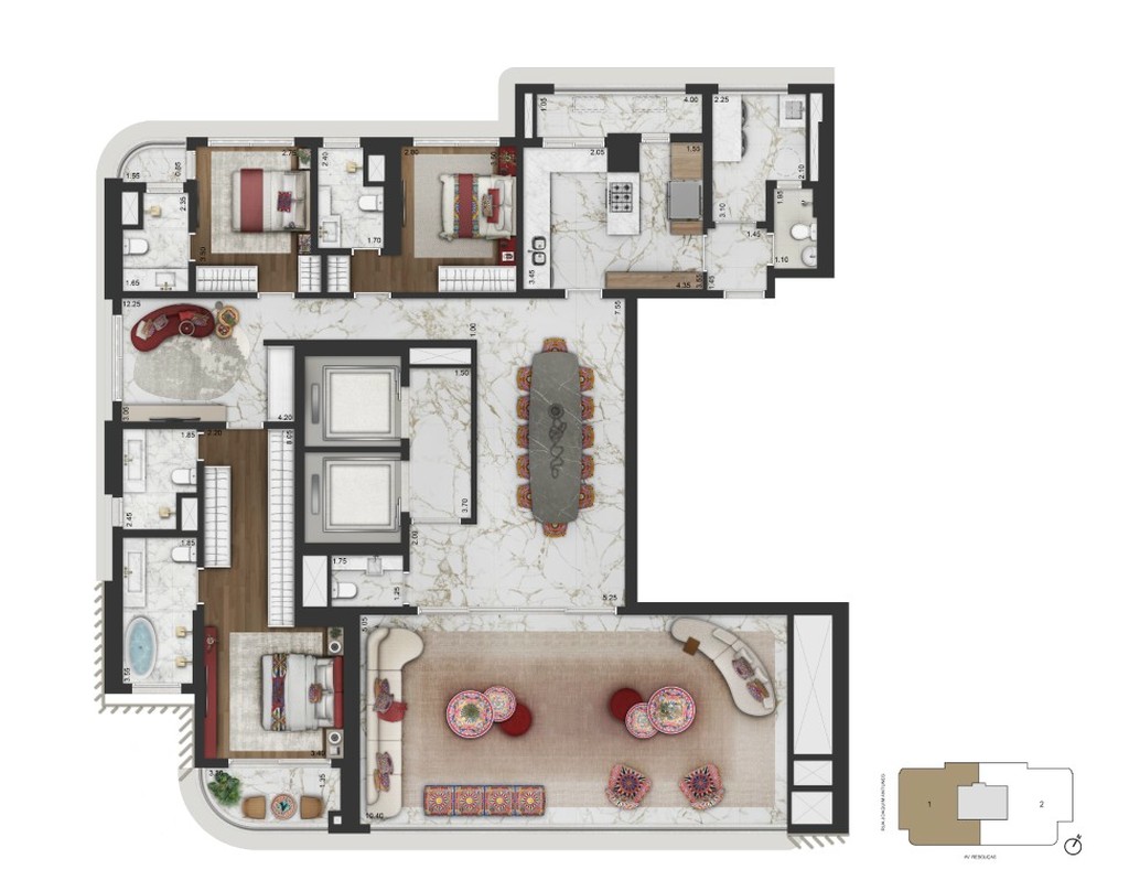 Apartamento de luxo no Condomínio Capri Lifestyle em Pinheiros-SP: 4 quartos, 4 suítes, 5 banheiros, 3 vagas, 246,80 m².