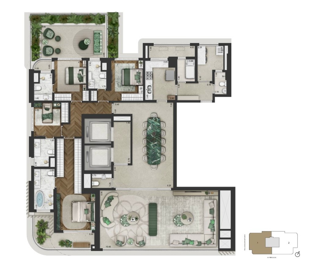 Apartamento de luxo no Condomínio Capri Lifestyle em Pinheiros-SP: 4 quartos, 4 suítes, 5 banheiros, 3 vagas, 246,80 m².