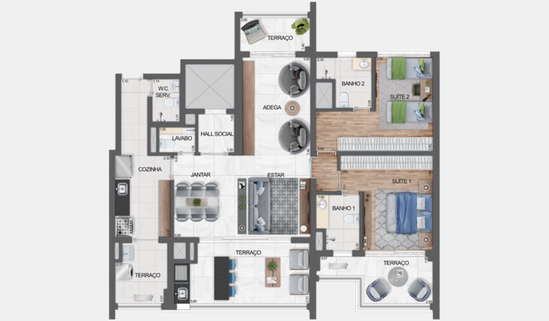 Apartamento de luxo no Edifício Haute Ibirapuera - 3 quartos, 3 suítes, 4 banheiros, 2 vagas na cidade de São Paulo-SP.