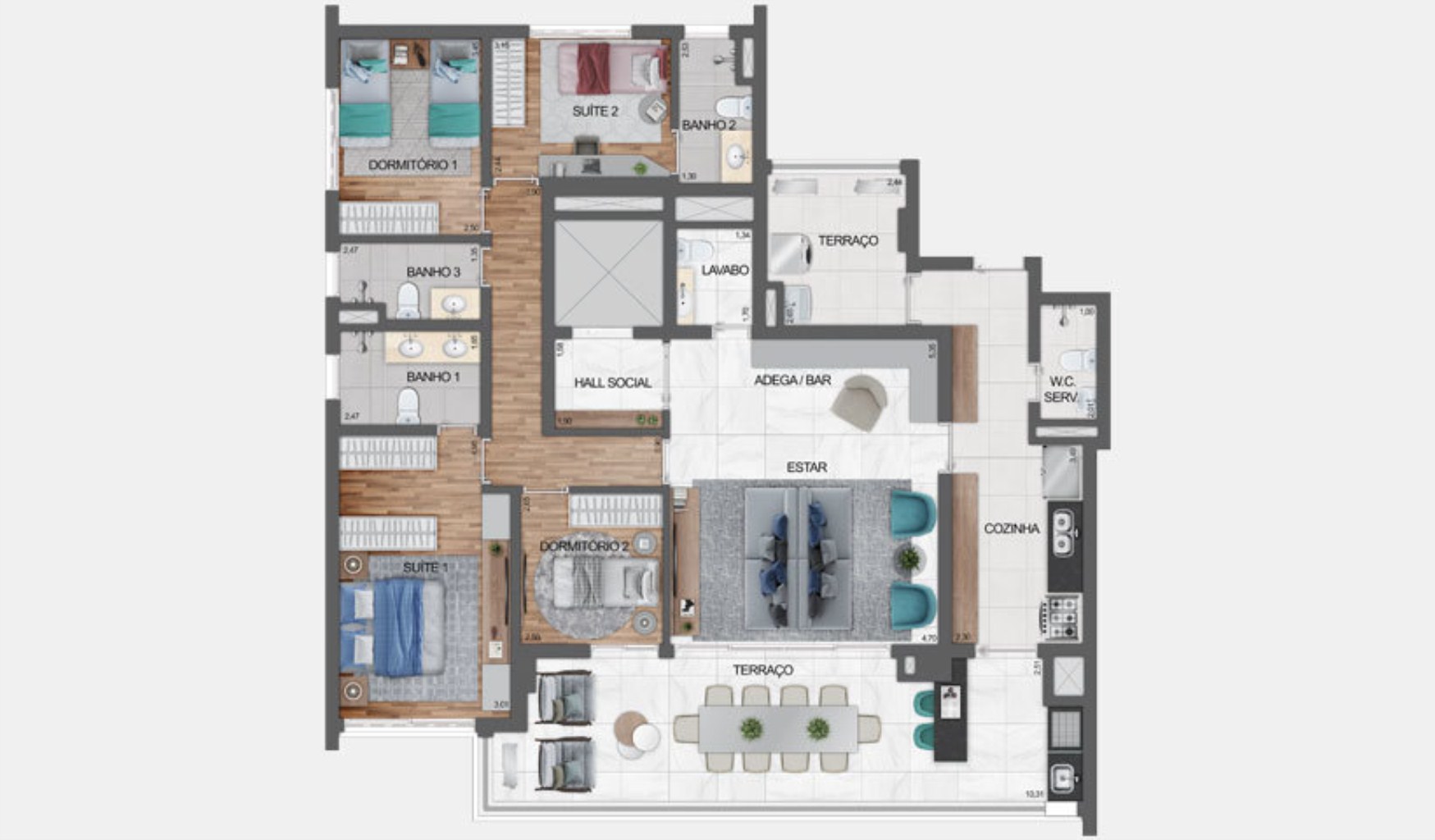 Apartamento de luxo no Edifício Haute Ibirapuera - 3 quartos, 3 suítes, 4 banheiros, 2 vagas na cidade de São Paulo-SP.