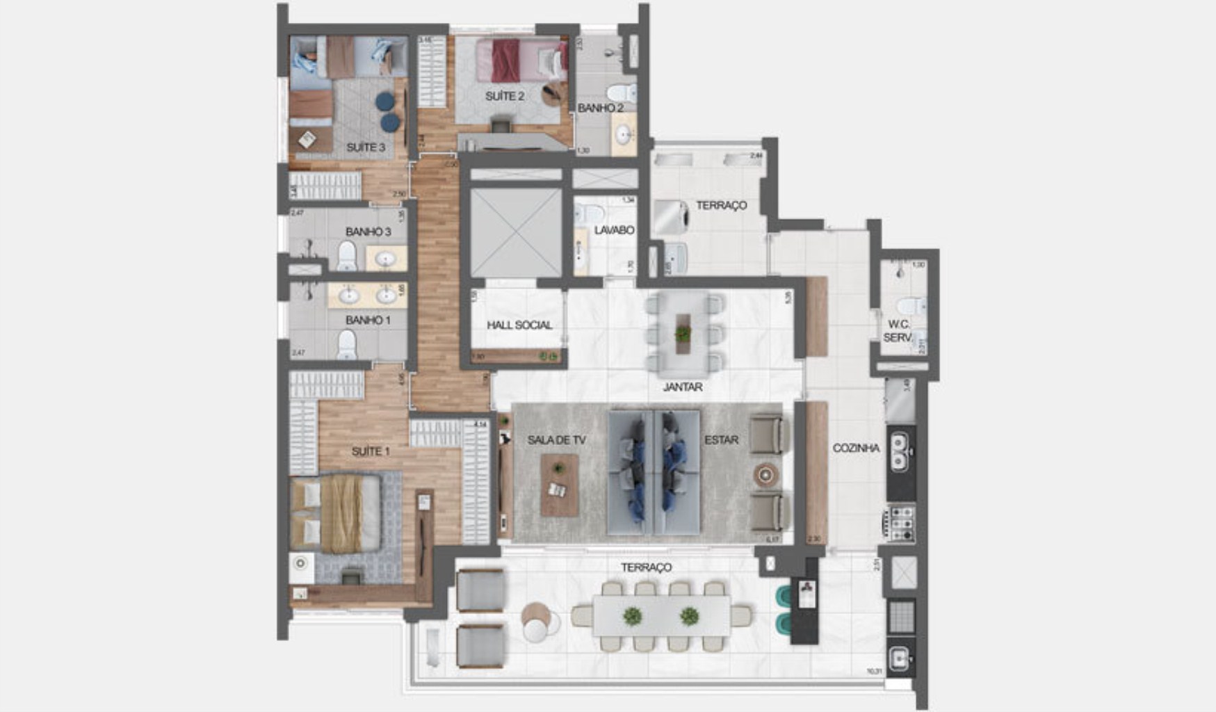 Apartamento de luxo no Edifício Haute Ibirapuera - 3 quartos, 3 suítes, 4 banheiros, 2 vagas na cidade de São Paulo-SP.
