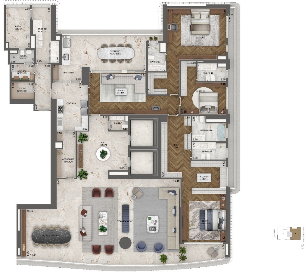 Apartamento, 4 quartos, 348 m² - Foto 2