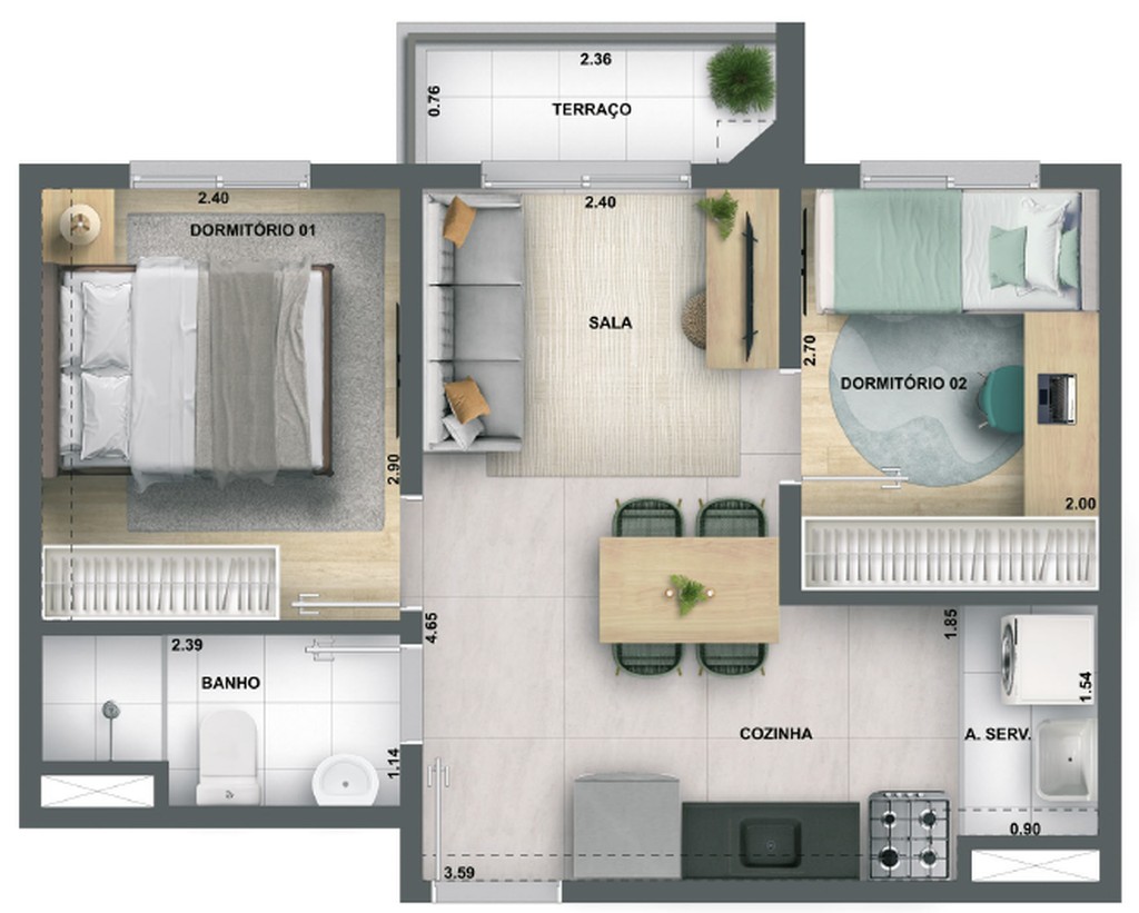 Apartamento, 2 quartos, 46 m² - Foto 22
