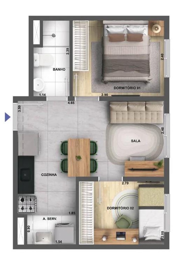 Apartamento, 2 quartos, 37 m² - Foto 21