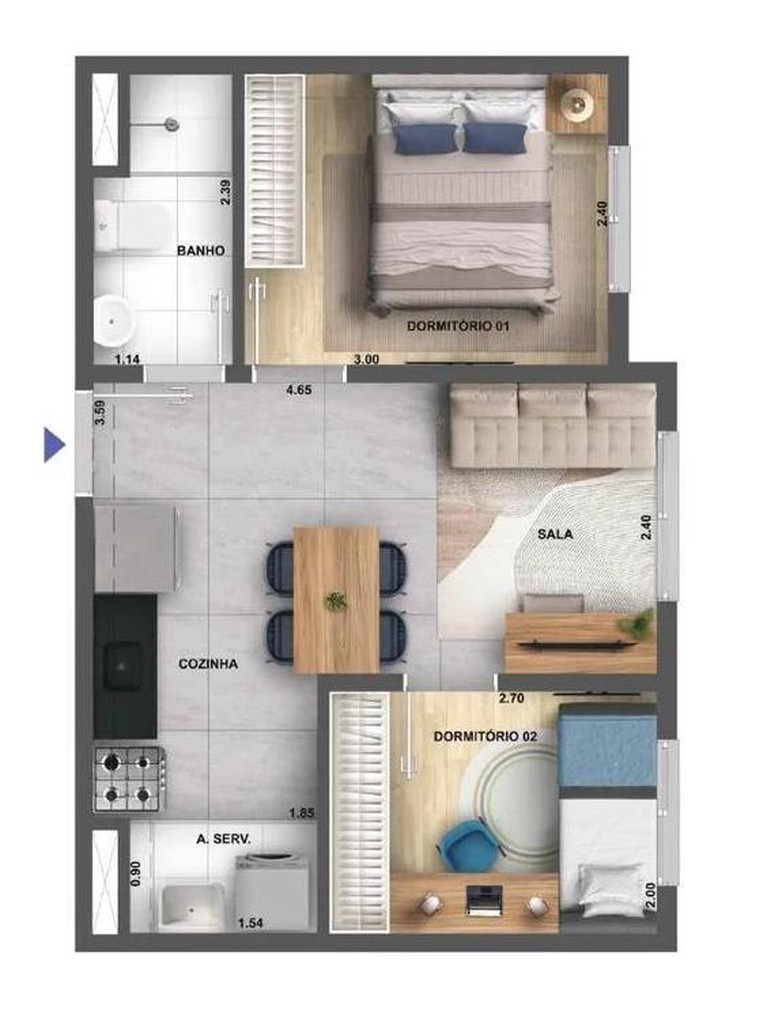 Apartamento, 2 quartos, 37 m² - Foto 22