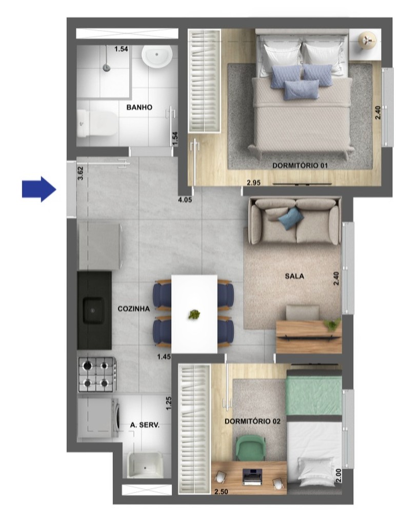 Apartamento, 2 quartos, 35 m² - Foto 22