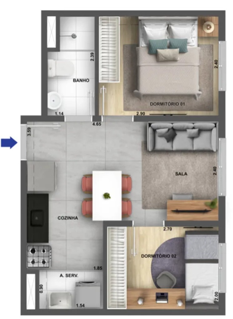 Apartamento, 2 quartos, 35 m² - Foto 23