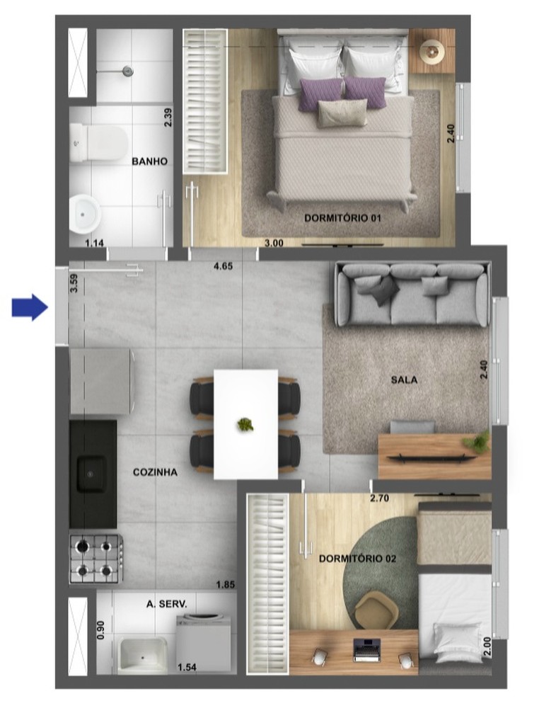 Apartamento, 2 quartos, 35 m² - Foto 24