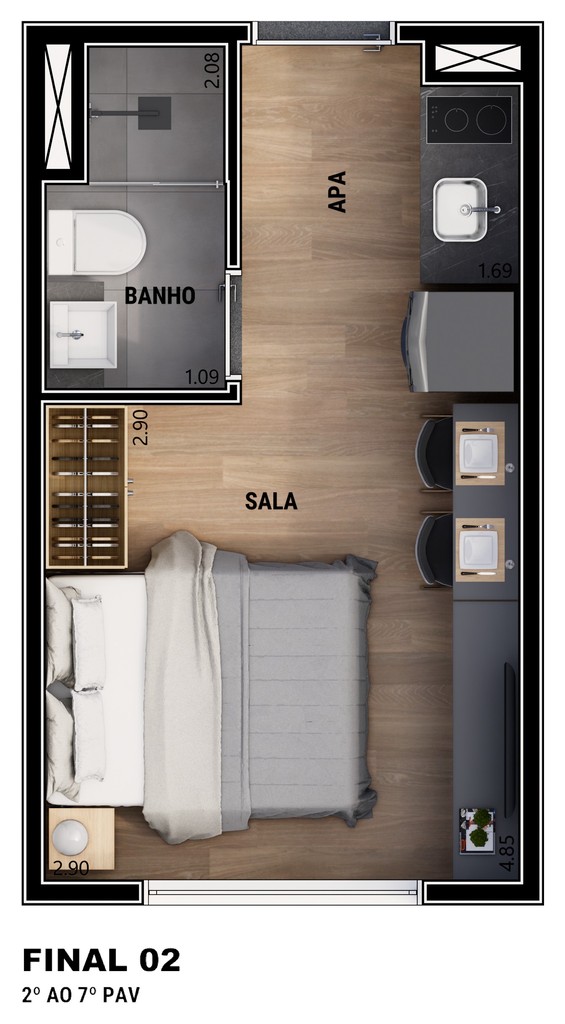 Apartamento, 1 quarto, 17 m² - Foto 19