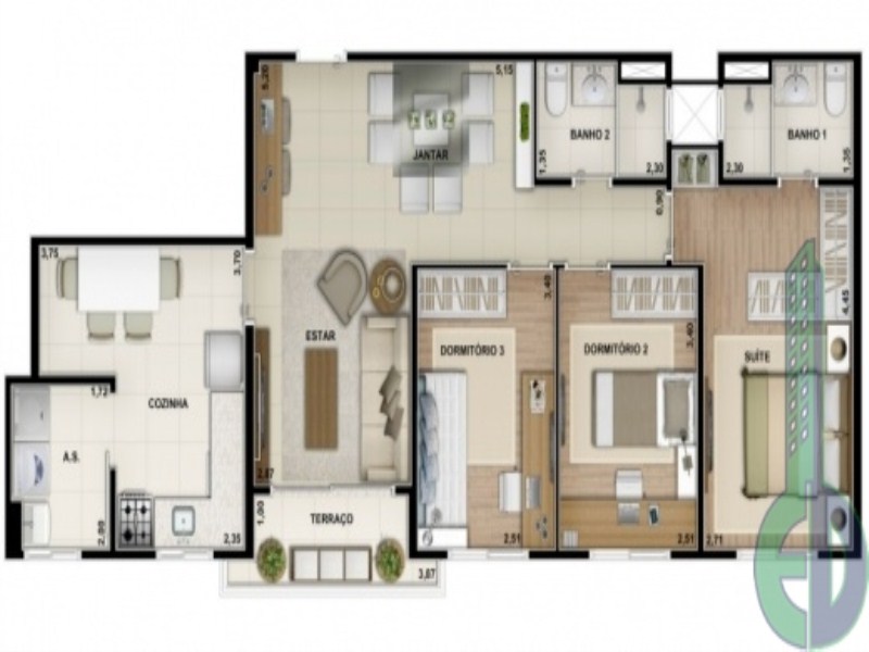 Apartamento, 3 quartos, 160 m² - Foto 2