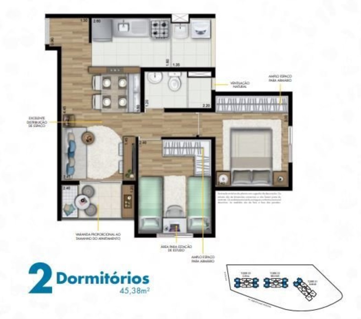 Apartamento, 2 quartos, 50 m² - Foto 12