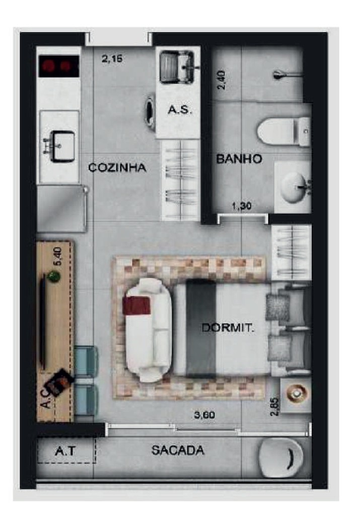 Apartamento, 2 quartos, 26 m² - Foto 11