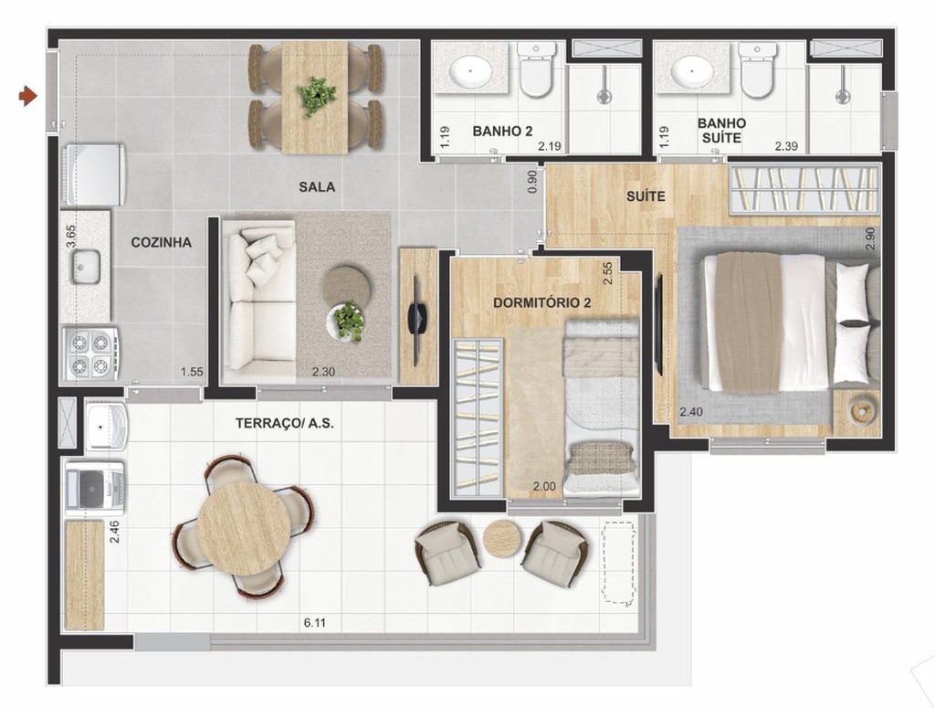 Apartamento, 2 quartos, 37 m² - Foto 33