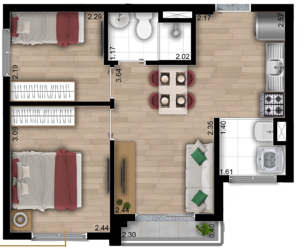 Apartamento, 2 quartos, 40 m² - Foto 10