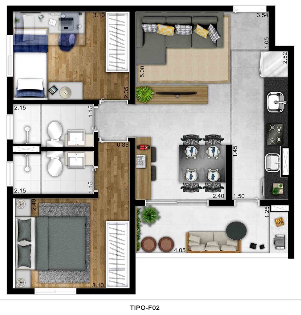 Apartamento, 2 quartos, 52 m² - Foto 7