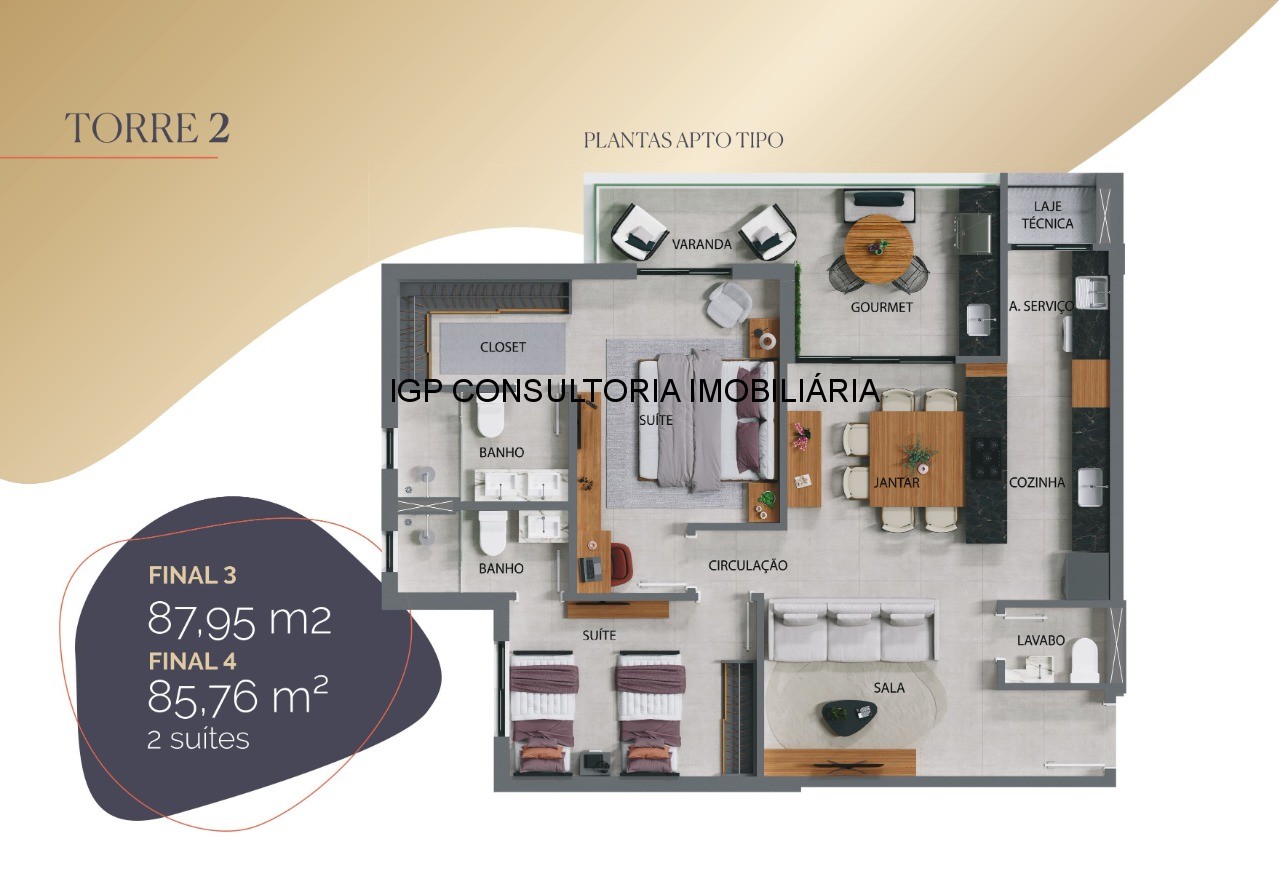 Apartamento, 2 quartos, 87 m² - Foto 3