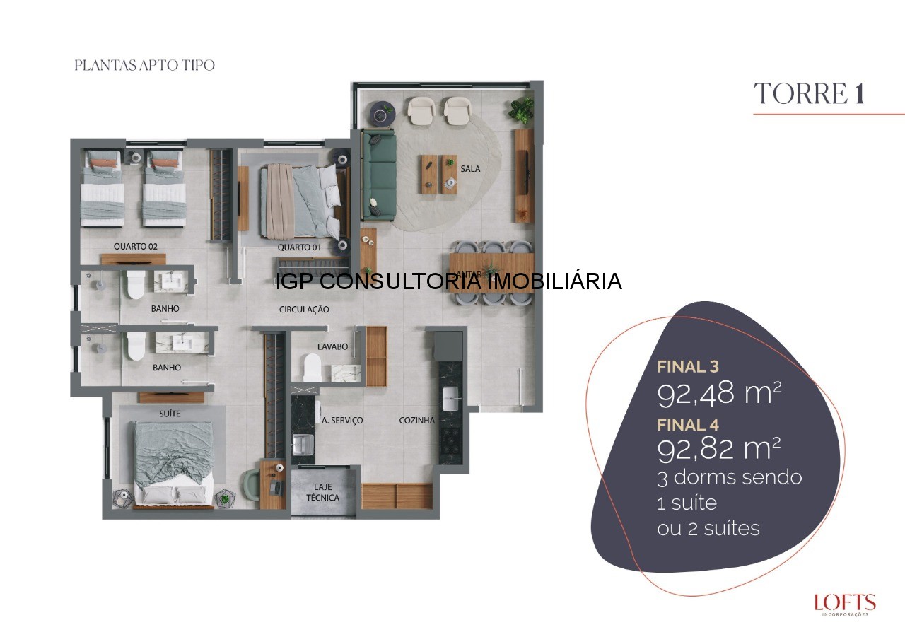 Apartamento, 3 quartos, 92 m² - Foto 3