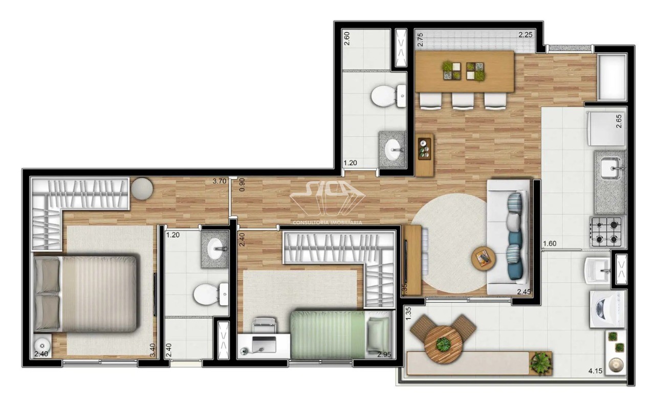 Apartamento para alugar com 2 quartos, 58m² - Foto 2