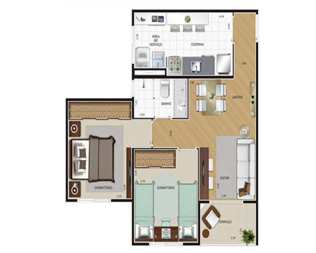 Apartamento, 2 quartos, 52 m² - Foto 2