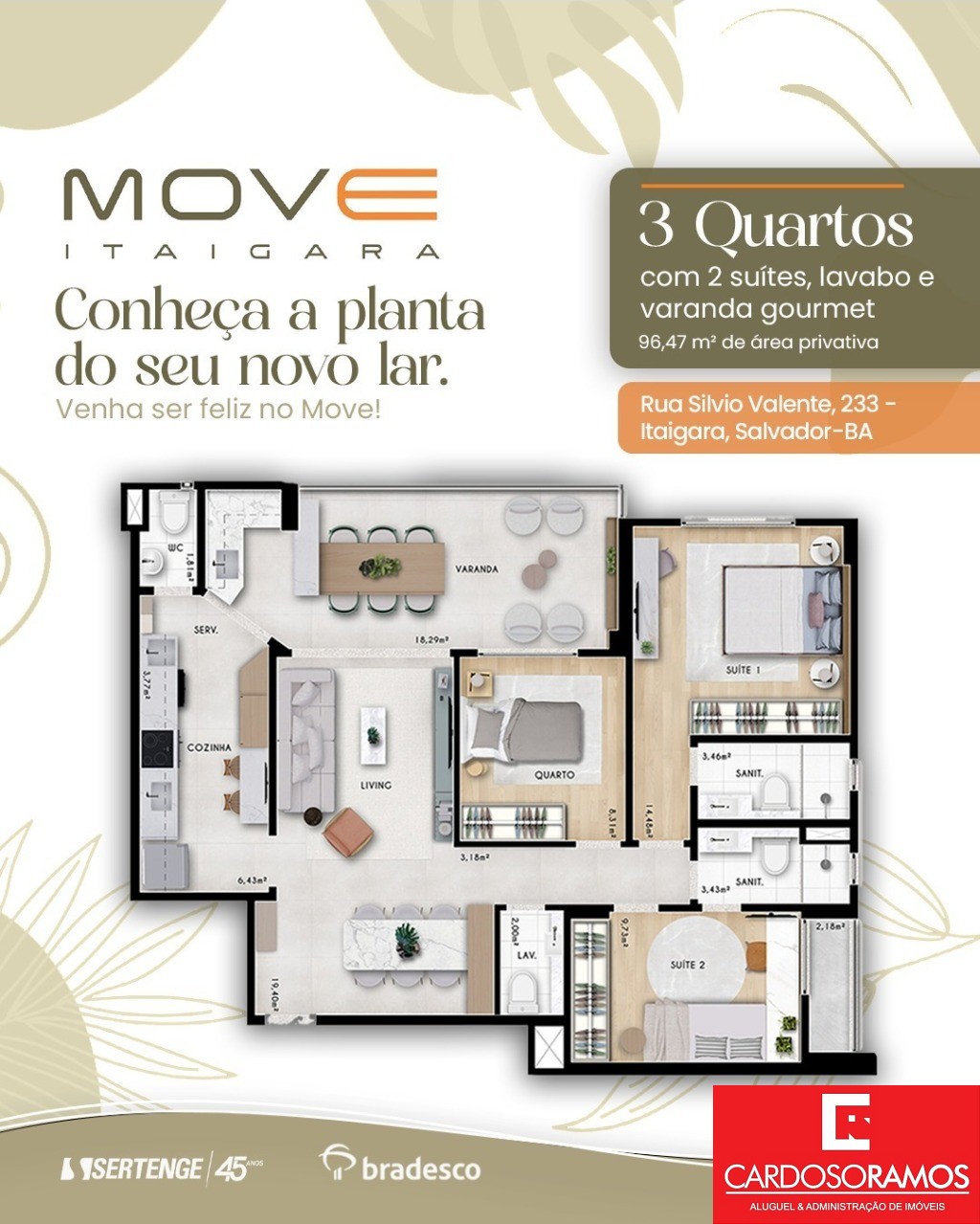 Apartamento, 3 quartos, 96 m² - Foto 3