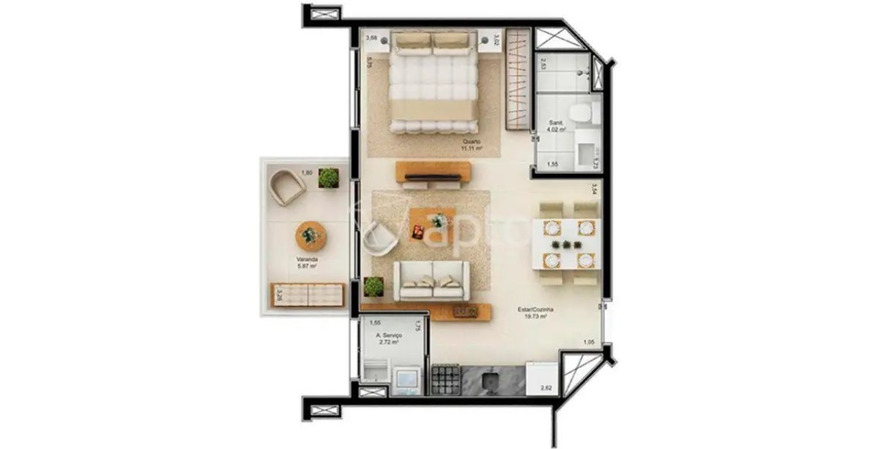 Apartamento, 1 quarto, 45 m² - Foto 9