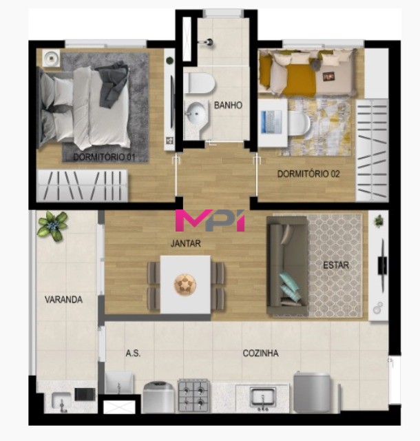 Apartamento à venda com 2 quartos, 54m² - Foto 2