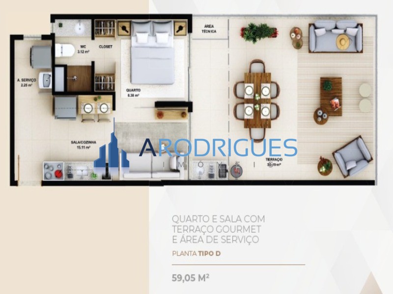 Flat/Apart Hotel, 1 quarto, 59 m² - Foto 10