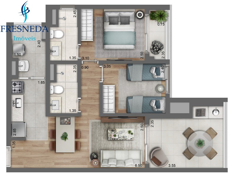 Apartamento, 2 quartos, 70 m² - Foto 2