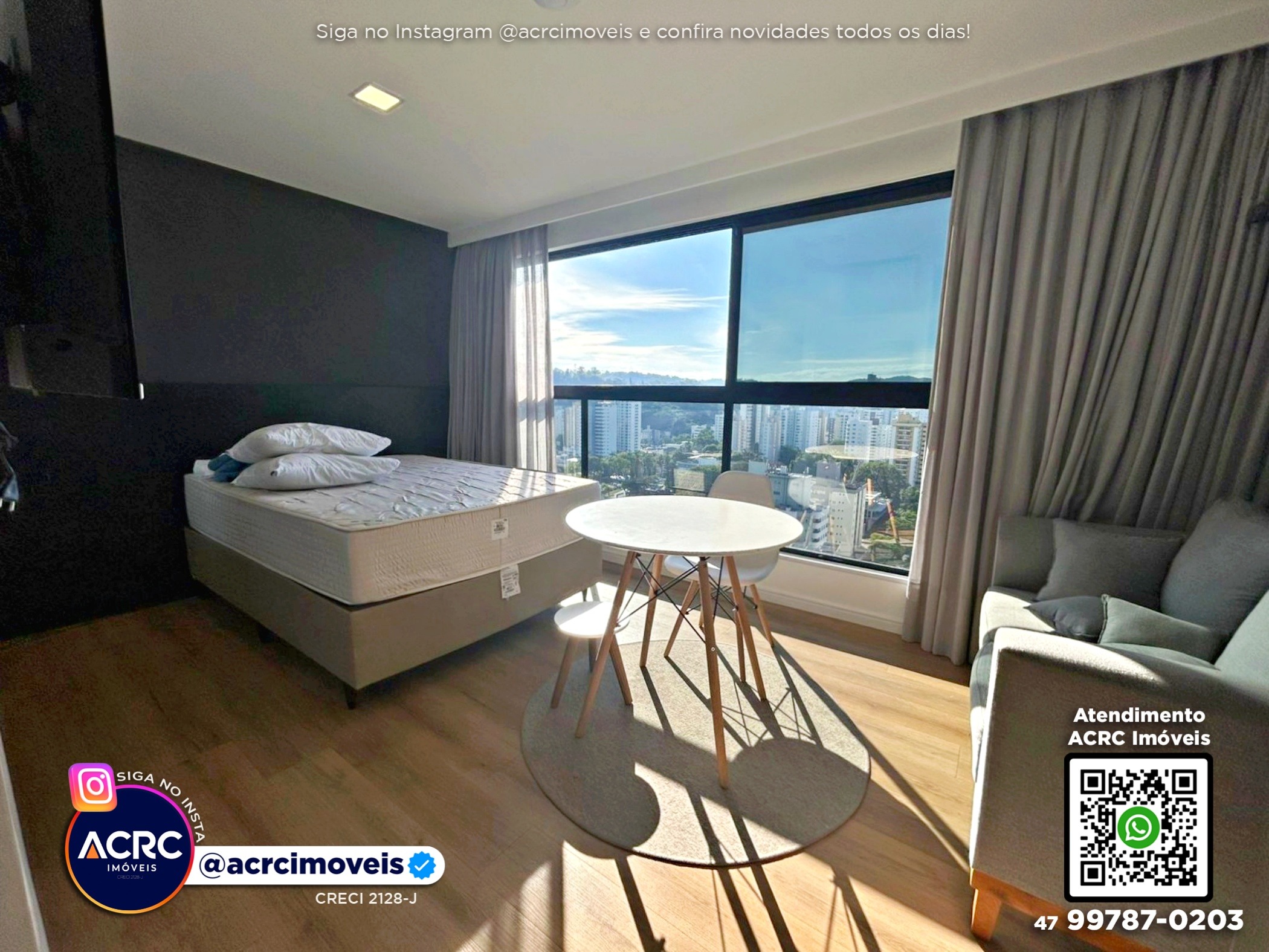 ACRC Imóveis - AP09805 - LOFT AO LADO DA FURB, ANDAR ALTO, SOL DA MANHÃ E VAGA DE GARAGEM em Blumenau — foto 3