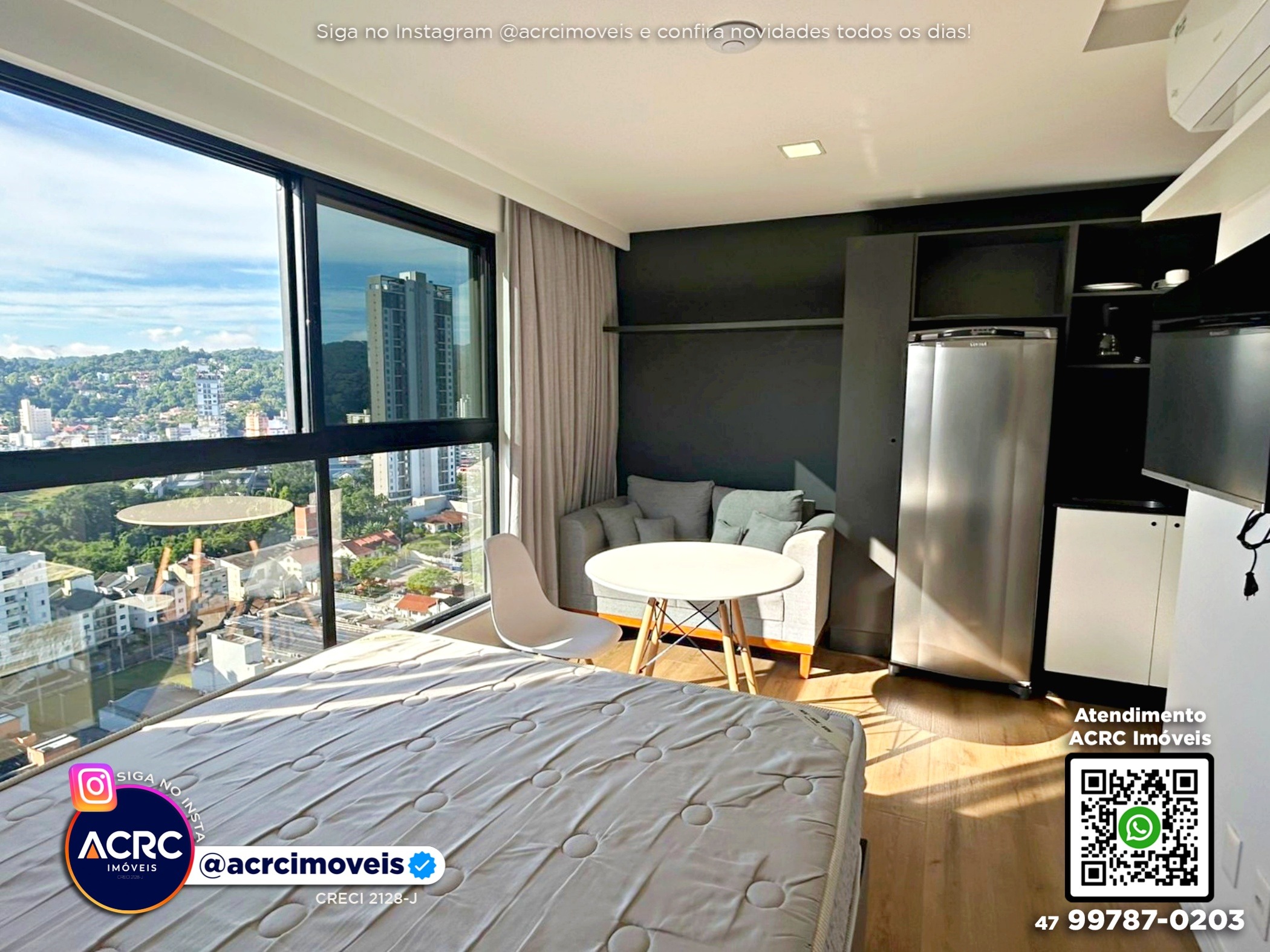 ACRC Imóveis - AP09805 - LOFT AO LADO DA FURB, ANDAR ALTO, SOL DA MANHÃ E VAGA DE GARAGEM em Blumenau — foto 6