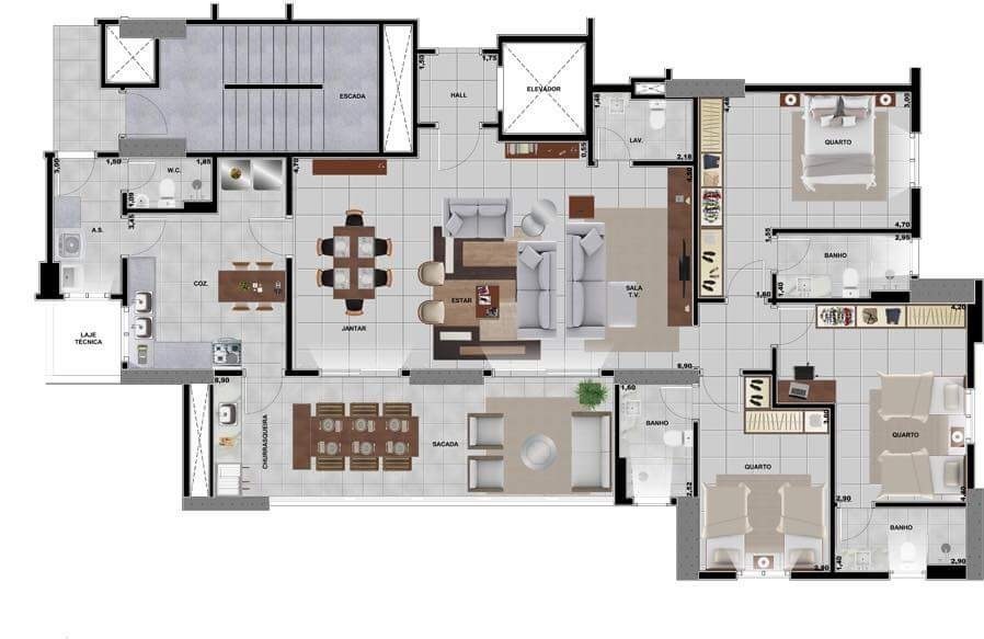 Apartamento, 3 quartos, 172 m² - Foto 50