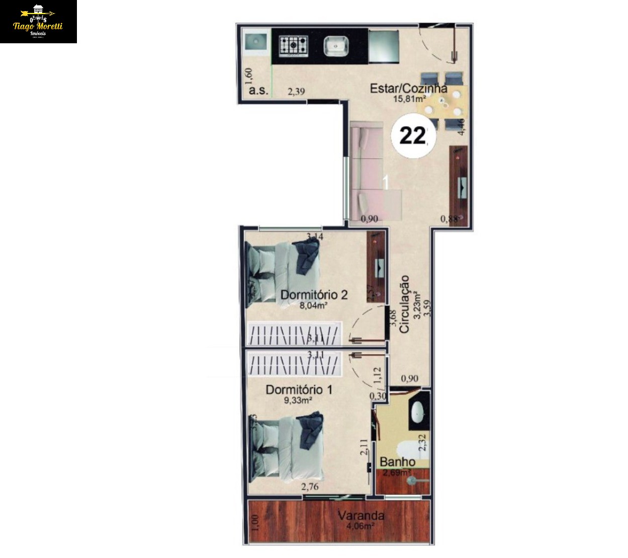 Apartamento, 2 quartos, 60 m² - Foto 2