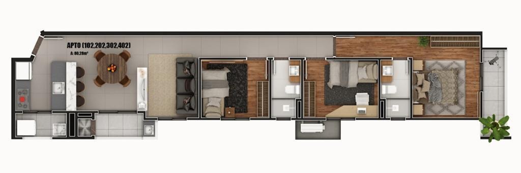 Apartamento, 3 quartos, 80 m² - Foto 3