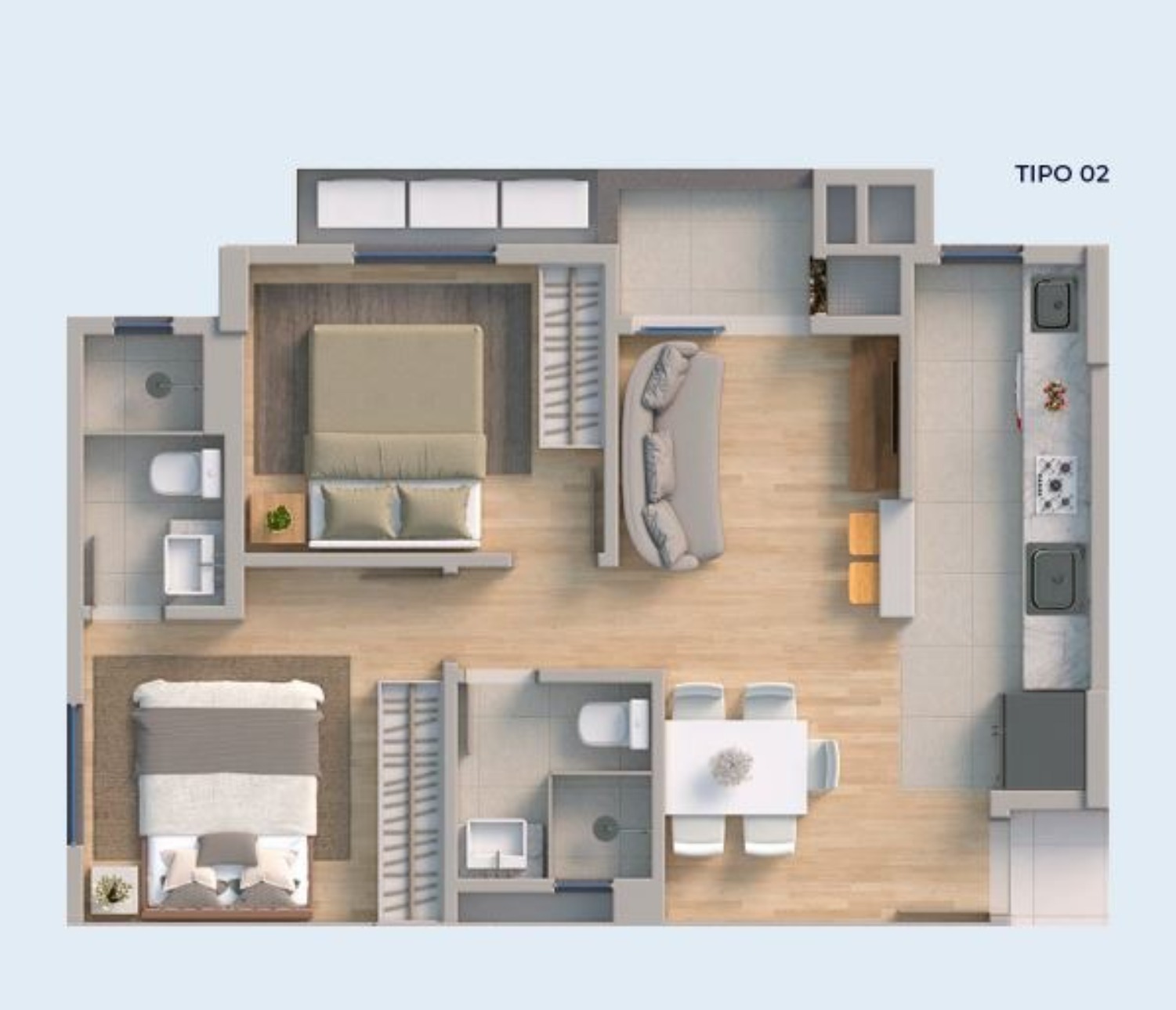 Apartamento, 2 quartos, 50 m² - Foto 2