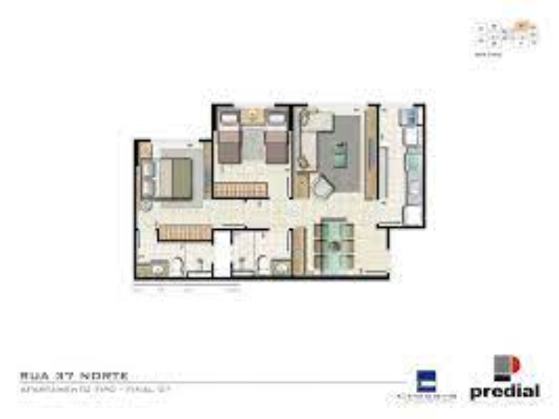 SAN LORENZO Águas Claras - 2 quartos reformado, piso em porcelanato. - 2 quartos (sendo: 1suíte), sala, cozinha com área de serviço, banheiro e garag