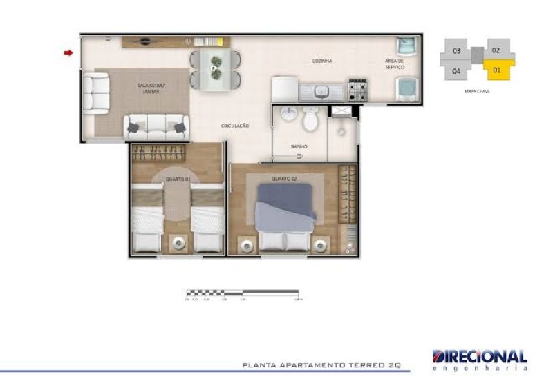 Setor total ville santa maria-df apartamento 2 quartos, com 