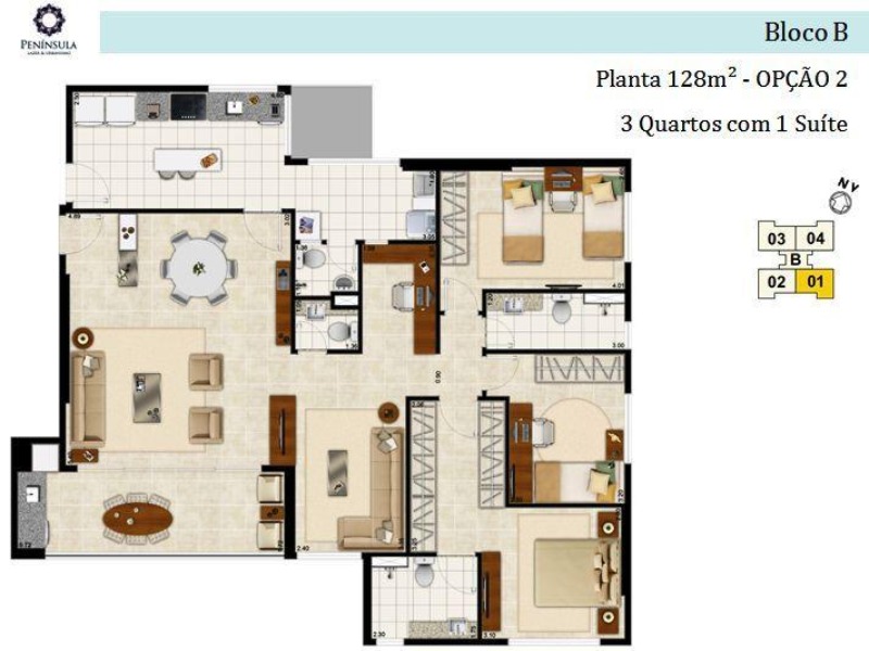 Res. Península Águas Claras - Apartamento 128 m², 4 suítes, reformado com 2 vagas. Apartamento reformado, com armários planejados de alta qualidade.