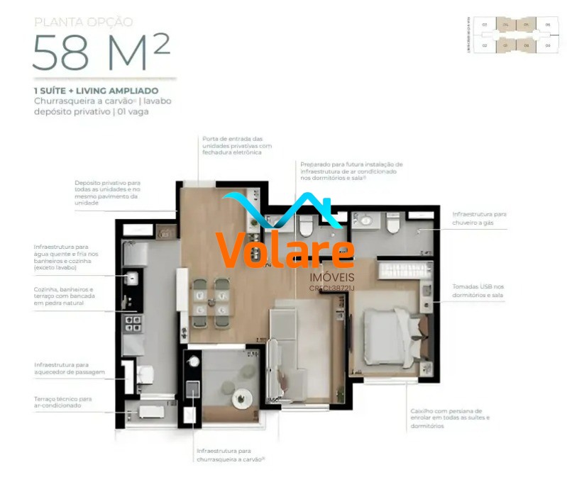 Apartamento, 2 quartos, 58 m² - Foto 3