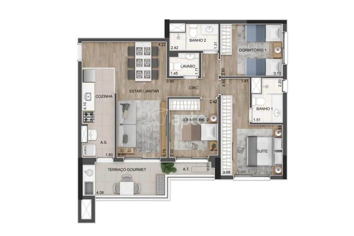 Apartamento, 3 quartos, 83 m² - Foto 3