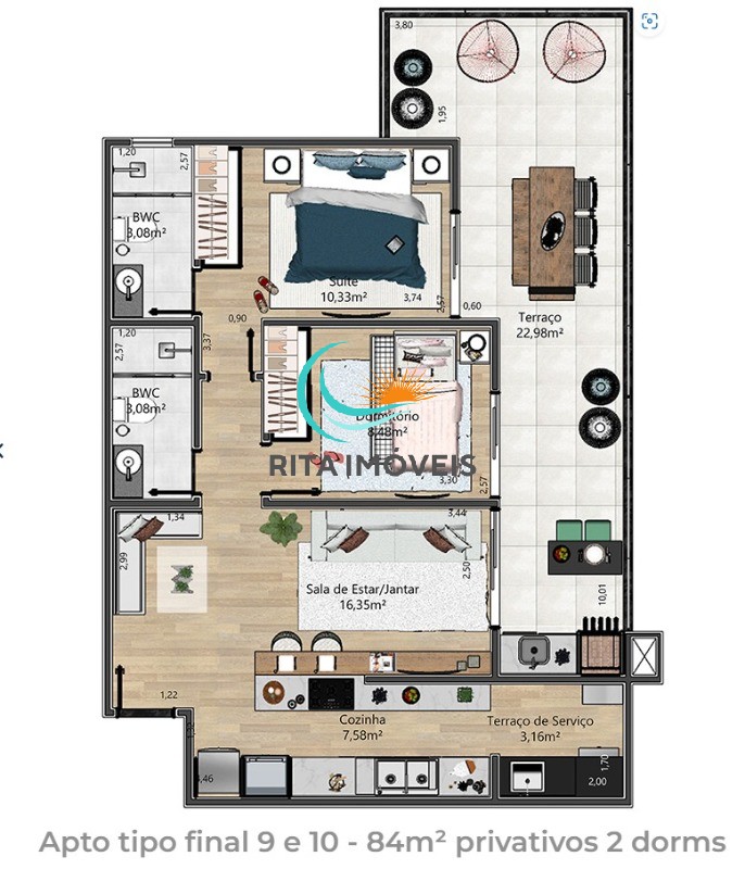 Apartamento, 2 quartos, 84 m² - Foto 2