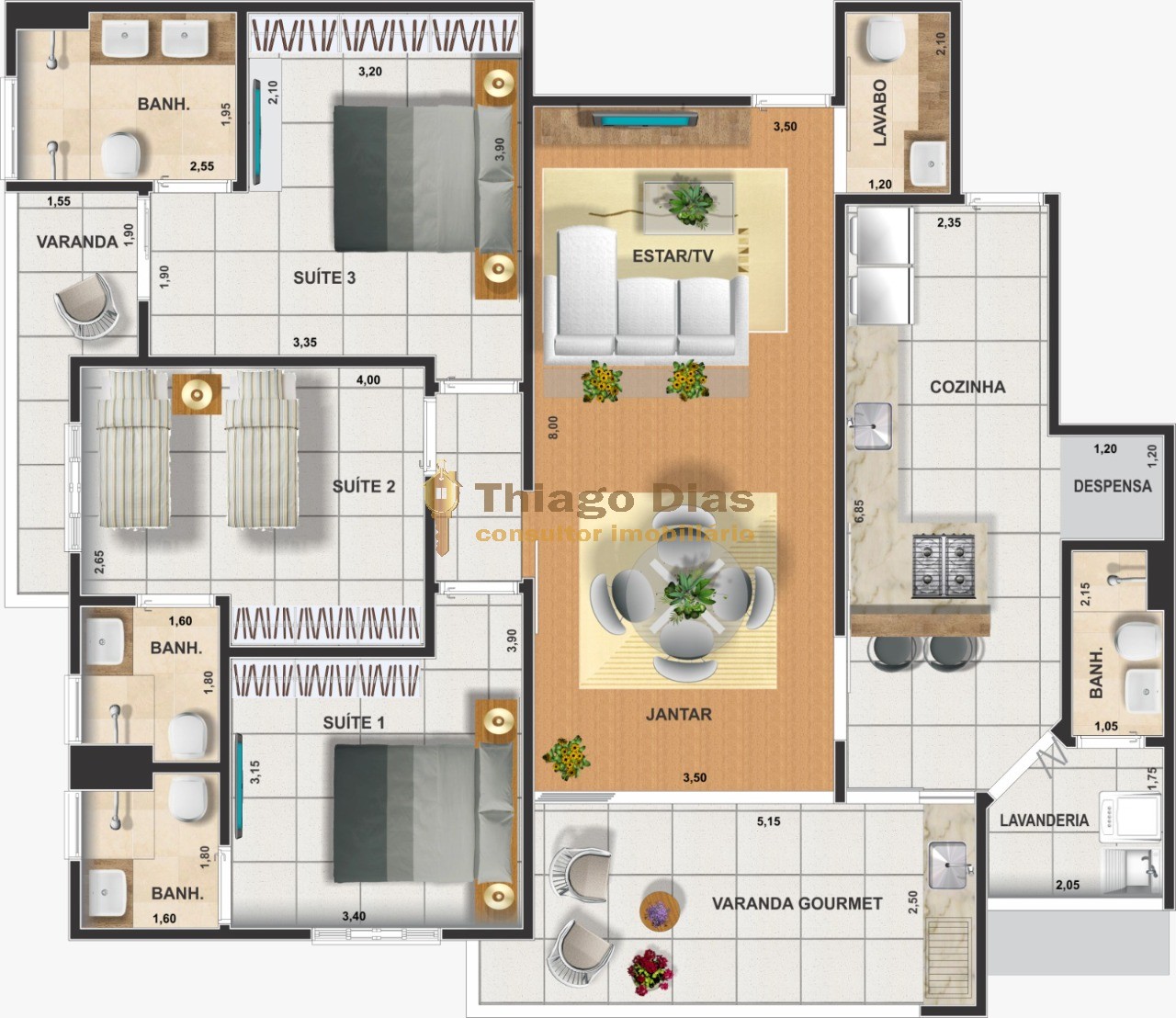 Apartamento, 3 quartos, 135 m² - Foto 2