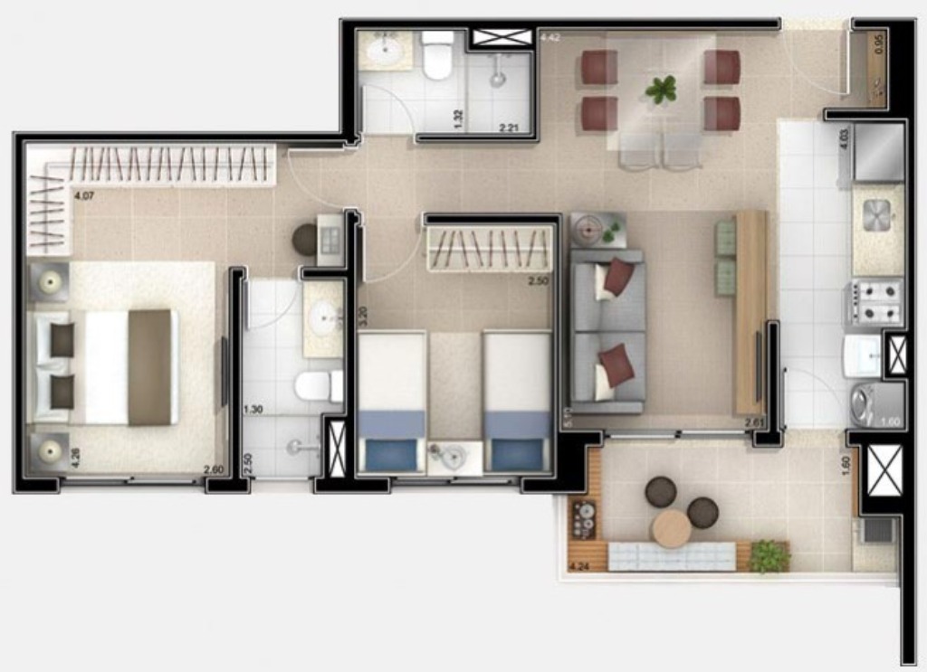 Apartamento a venda: Osasco, 2 quartos, 2 banheiros, varanda gourmet, ar, 1 vaga, piscina