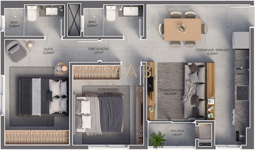 Apartamento à venda em Florianópolis-SC, bairro Ingleses do Rio Vermelho, 2 quartos sendo 1 suíte, sala de estar/jantar, 1 vaga, 88,36m² de área. Venh