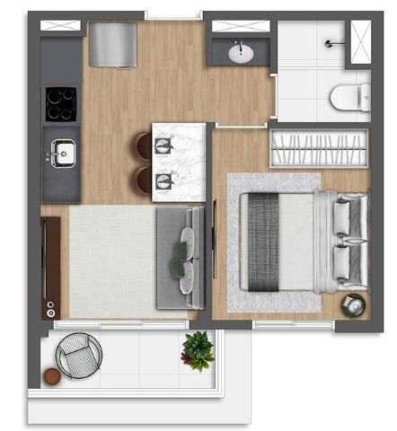 Apartamento, 1 quarto, 27 m² - Foto 2