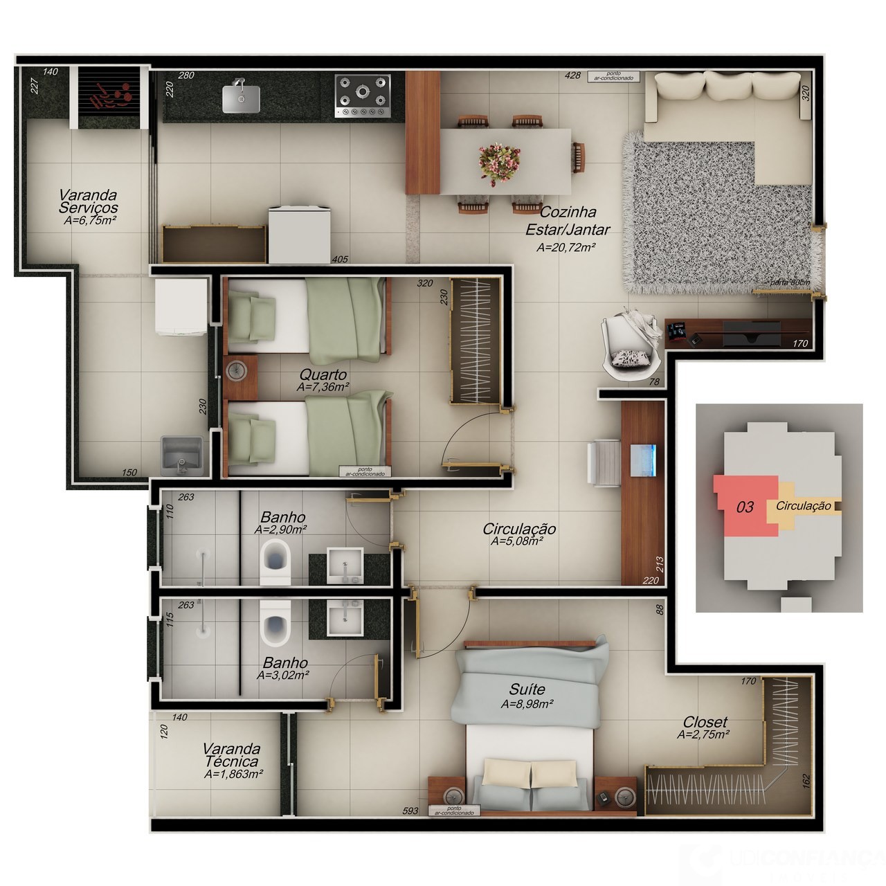 Apartamento, 2 quartos, 66 m² - Foto 3